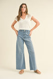 Miou Muse Straight Wide Leg Denim Pants in Denim