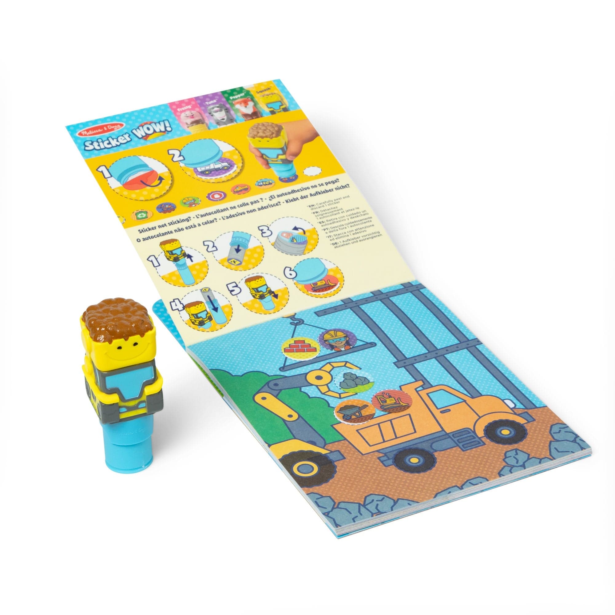 Melissa & Doug Melissa & Doug Sticker WOW! Activity Pad & Sticker Stamper - Bulldozer - Little Miss Muffin Children & Home