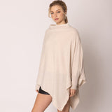 Long Sleeve Solid Color Poncho in Ivory