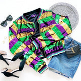 42POPS Mardi Gras Sequin Bomber Jacket