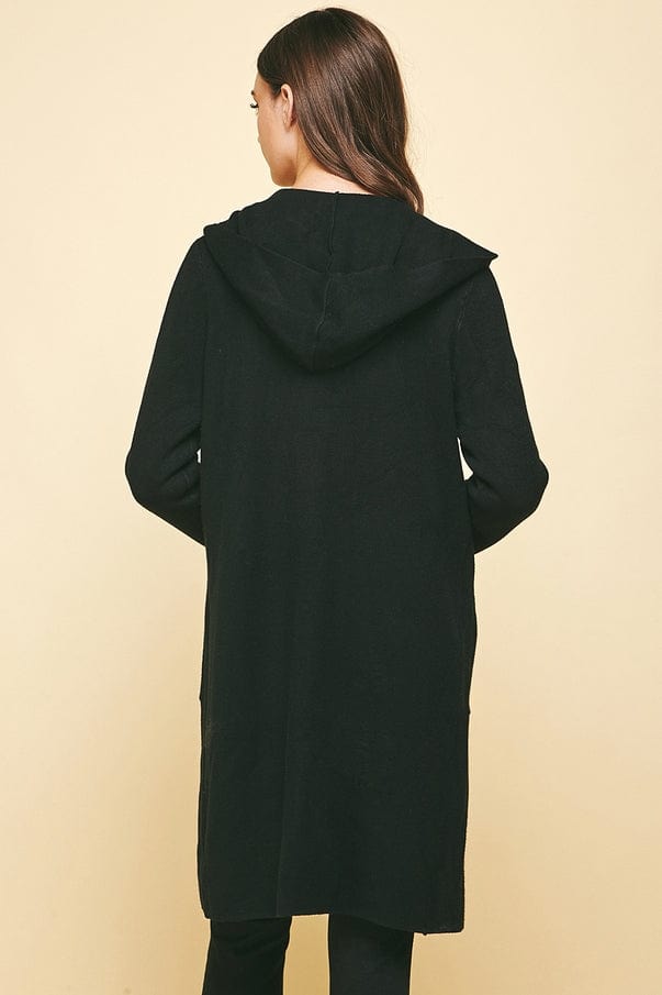 Women's Pinch Open Knit Hooded Cardigan