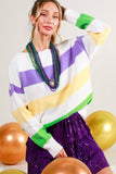 Vine & Love Vine & Love Boatneck Long Sleeve Mardi Gras Stripe Sweater - Little Miss Muffin Children & Home