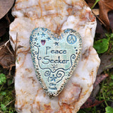 Clay Fossils Peace Seeker Handmade Pottery Heart Memento