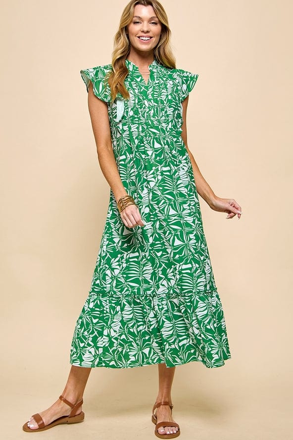 Cezele Cezele Floral Print Flutter Sleeve Midi Dress - Little Miss Muffin Children & Home