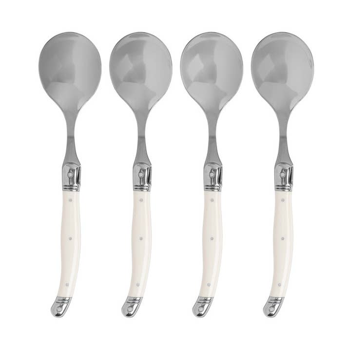 Laguiole 4pc Soup Spoons with Faux Ivory Handles