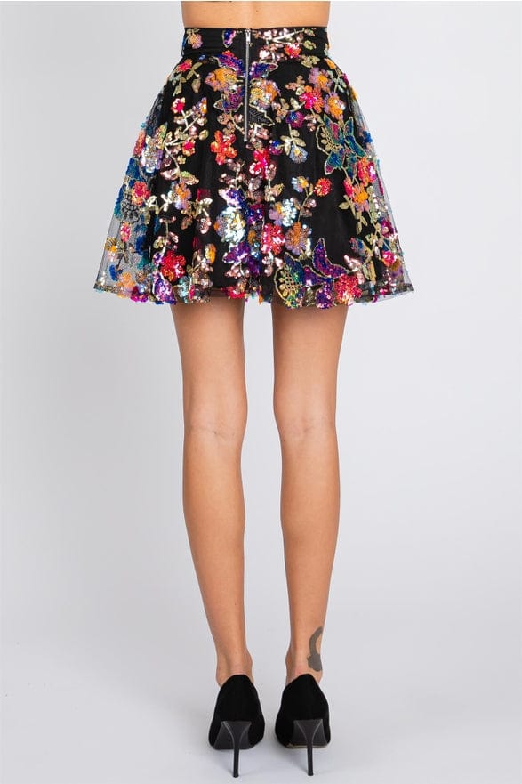 GeeGee Clothing GeeGee Clothing Floral Sequin Mesh Skirt - Little Miss Muffin Children & Home