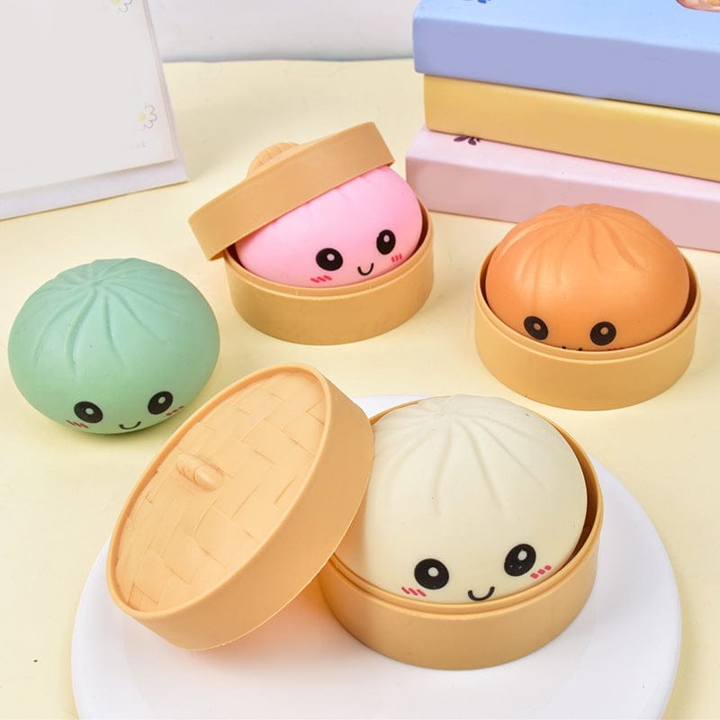 Solid Color Cartoon Jumbo Mystery Squishy Dumpling Realistic Steamed Bun Stress Relief Squeeze Toy