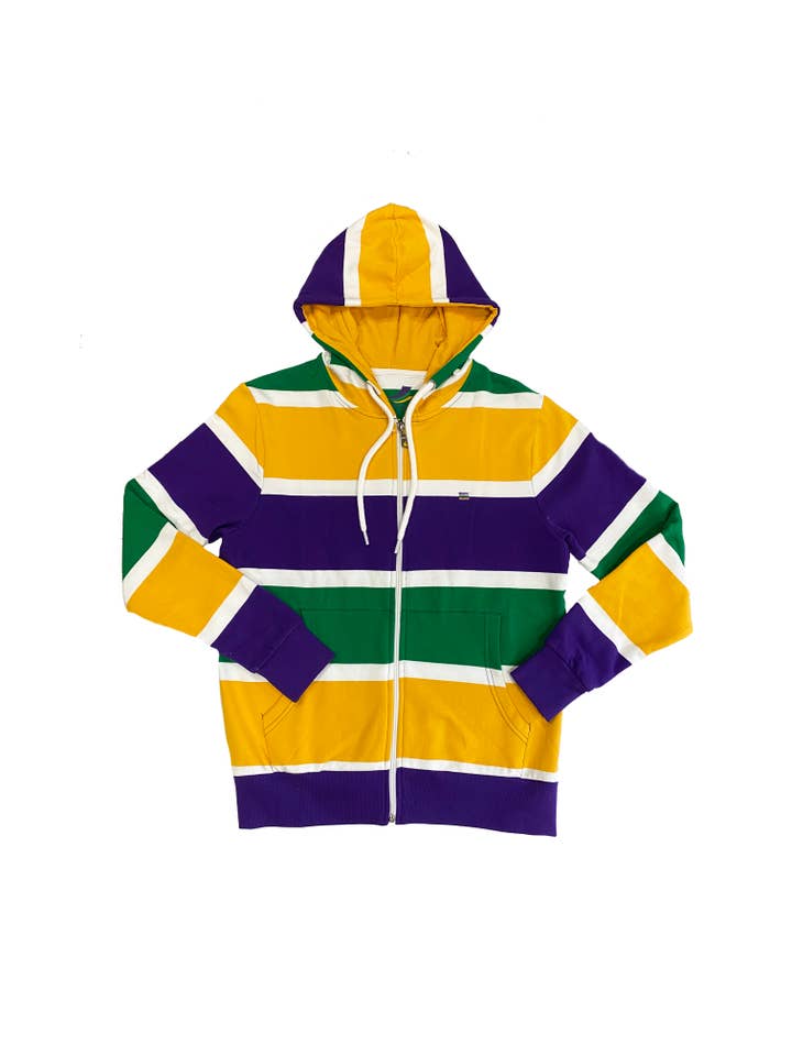 Thick Stripe Rugby Adult Unisex Zip Up Hoodie