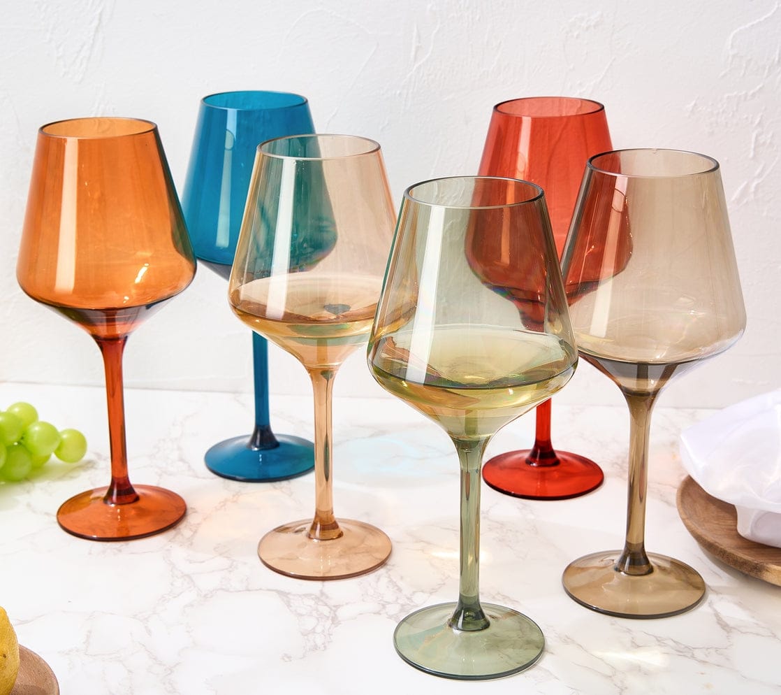 Unbreakable Acrylic Pastel Wine Glasses Set of 6