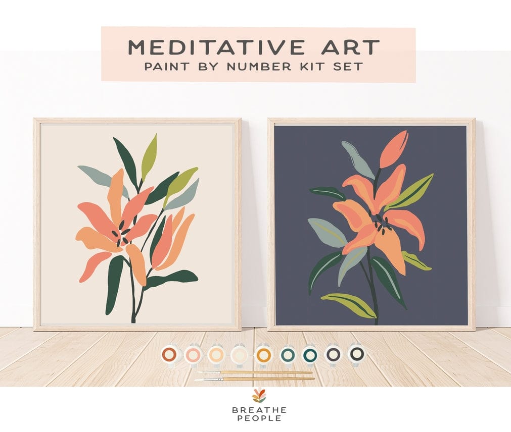 Breathe People Breathe People Lillies in Bloom Meditative Art Paint by Numbers Kit + Easel - Little Miss Muffin Children & Home