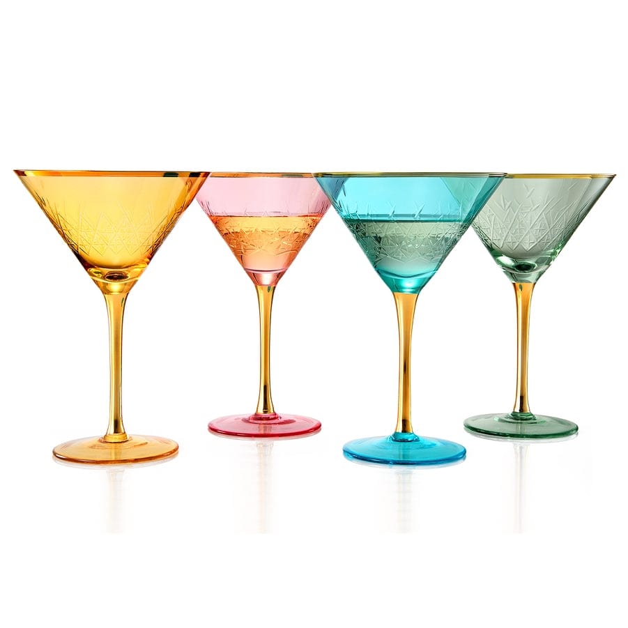 The Wine Savant Gold Rimmed Crystal Martini Glasses 10 oz, Set of 4 Classic - Little Miss Muffin Children & Home