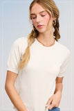 La Miel Short Sleeve Knit Sweater in Milk