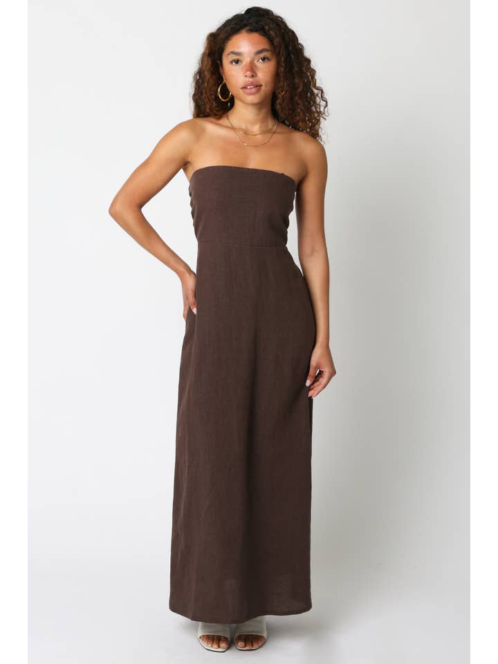 linen flowy dress Irise Linen Maxi Dress in Brown | Olivaceous
