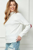 Cezele Heart Elbow Patch Knit Sweater