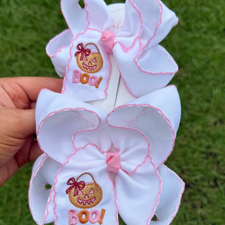 Just For Fun Threads Boo Bucket Hair Bow 5" - Little Miss Muffin Children & Home