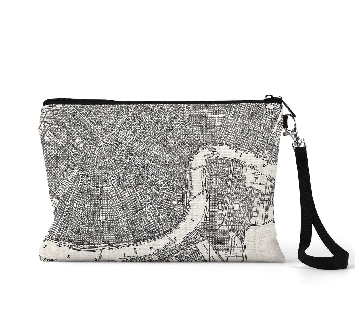 Daisy Mae Designs Daisy Mae Designs Black & White New Orleans Map Zipper Pouch Wristlet - Little Miss Muffin Children & Home