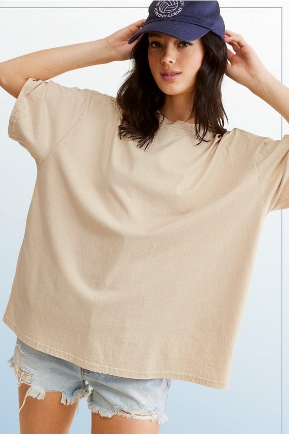 La Miel La Miel Mineral Washed Short Sleeve Oversized Top - Little Miss Muffin Children & Home