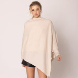 Long Sleeve Solid Color Poncho in Ivory