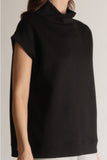 Before You Collection Butter Mock Neck Cap Sleeve Top in Black