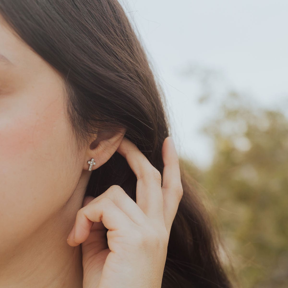 My Saint My Hero My Saint My Hero Faith Petite Crystal Cross Earrings - Little Miss Muffin Children & Home