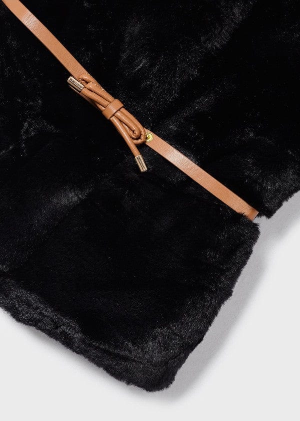 Mayoral Usa Inc Faux Fur Vest with Brown Belt in Black - Little Miss Muffin Children & Home