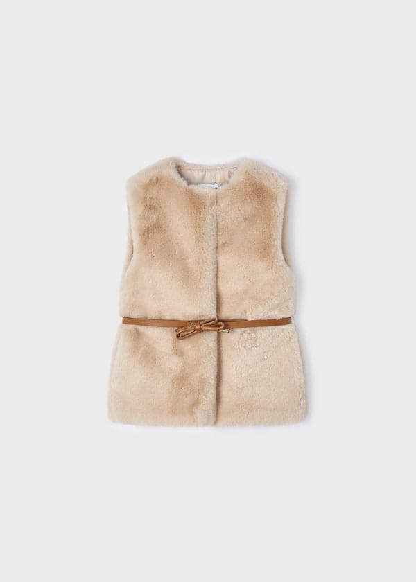 Mayoral Usa Inc Mayoral Faux Fur Belted Vest for Girl - Little Miss Muffin Children & Home