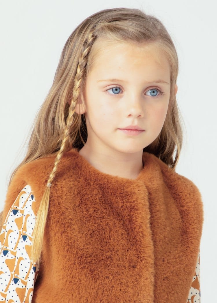 Mayoral Usa Inc Mayoral Faux-Fur Vest with Belt in Caramel for Girls - Little Miss Muffin Children & Home