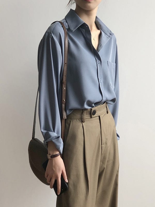 KooPros KooPros Long Sleeve Blouse in Blue - Little Miss Muffin Children & Home