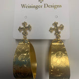 Weisinger Designs Wide Hoop Earring with Cross Stud