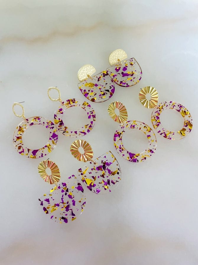 Laalee Jewelry Laalee Jewelry Purple & Gold Gameday Earrings - Little Miss Muffin Children & Home