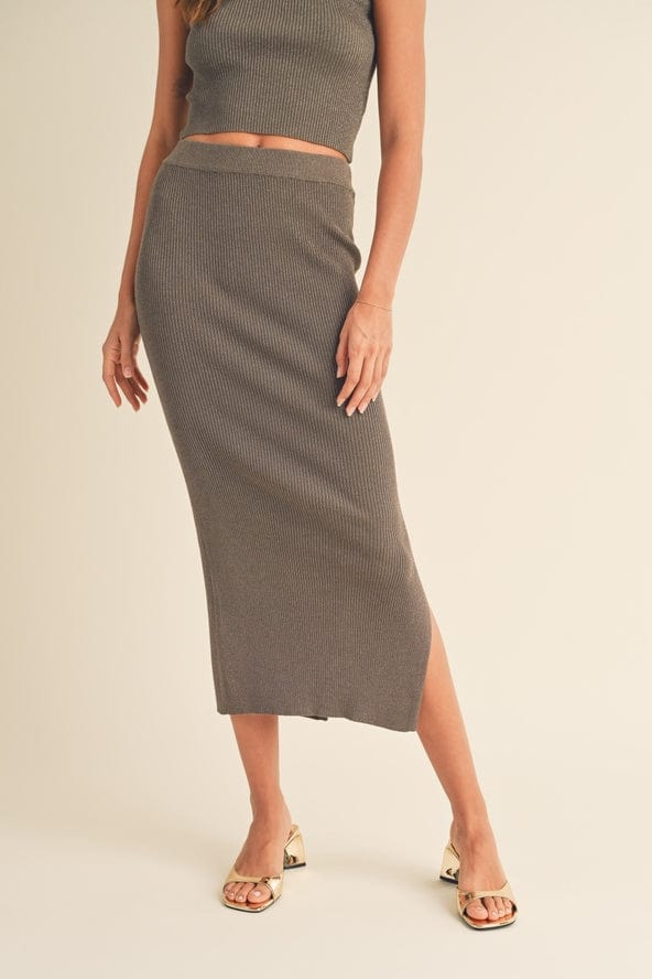 Miou Muse Metallic Knit Skirt in Bronze - Little Miss Muffin Children & Home