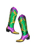 Mardi Gras Creations Mardi Gras Inspired Adult Purple/Green/Gold Metallic Cowboy Boots