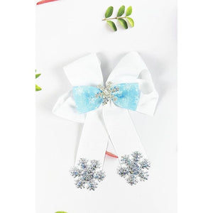 JHP Collection Snowflakes Ribbon Tail Hair Bow