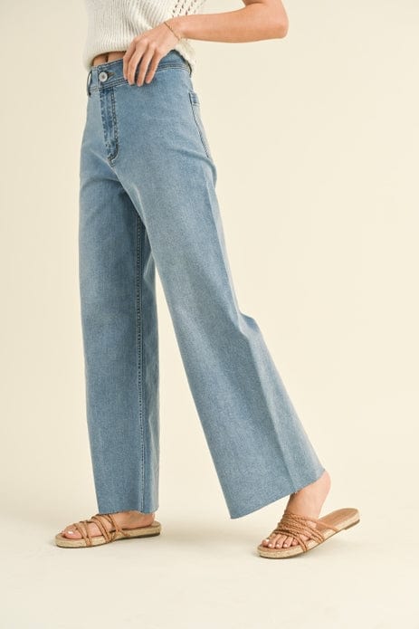 Miou Muse Miou Muse Straight Wide Leg Denim Pants in Denim - Little Miss Muffin Children & Home