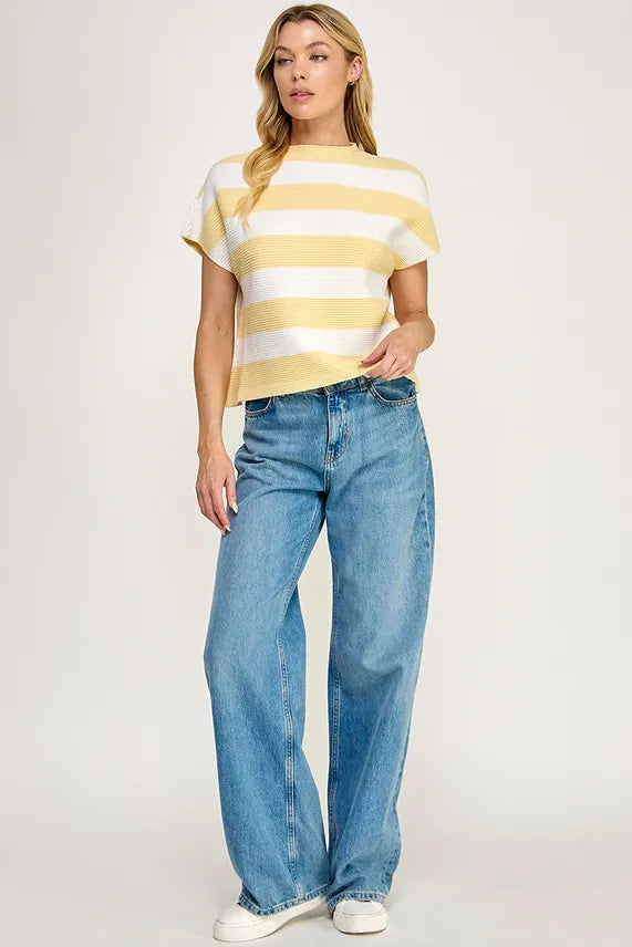 Butter Striped Soft Ribbed Knit Sweater