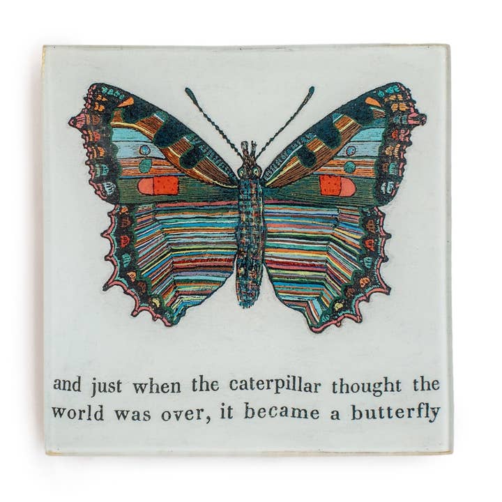 Sugarboo Butterfly Square Decoupage Plate 6"x6"