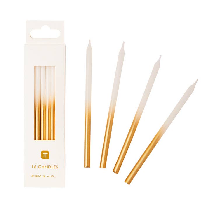 Talking Tables White & Gold Birthday Candles, 16 PK - Little Miss Muffin Children & Home