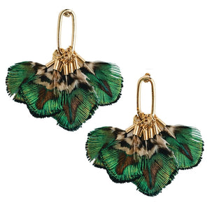 St Armands Designs of Sarasota St Armands Designs Feather Tassel Statement Earrings - Little Miss Muffin Children & Home