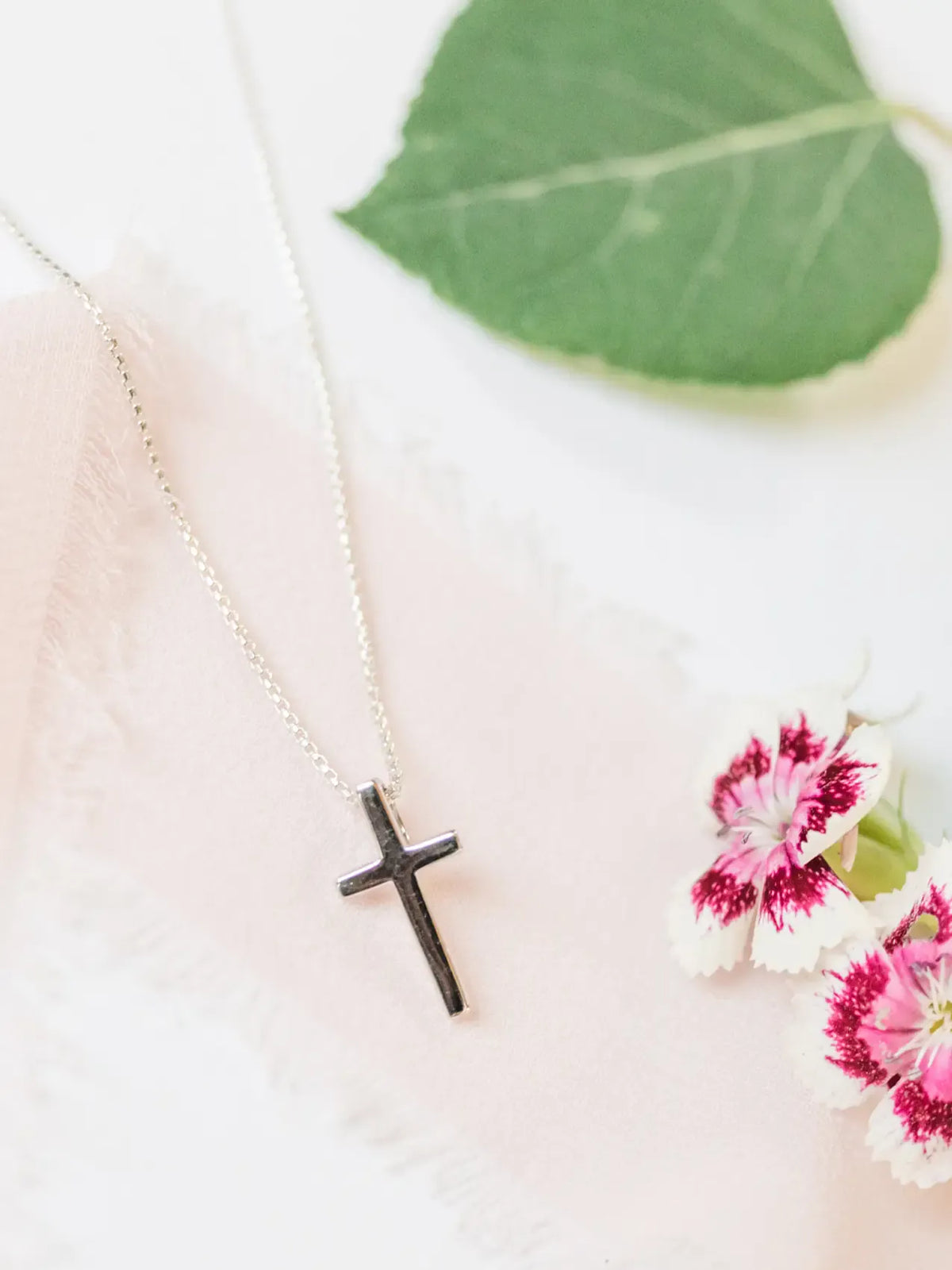 Girls Sterling Silver Cross Charm Necklace