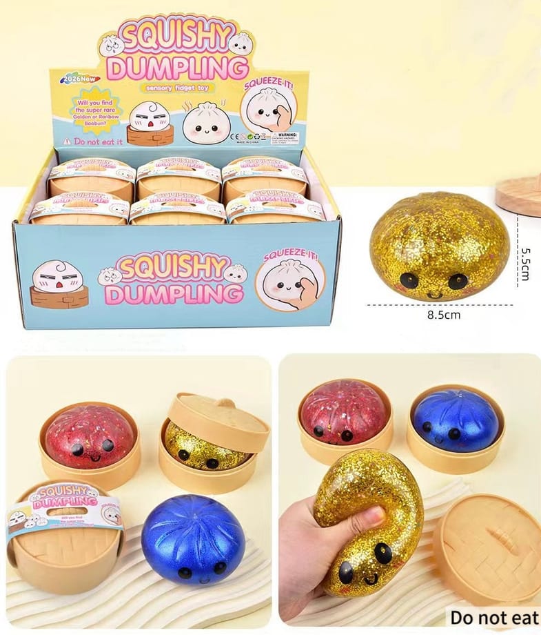 Gold Sparkling Cartoon Jumbo Mystery Squishy Dumpling Realistic Steamed Bun Stress Relief Squeeze Toy