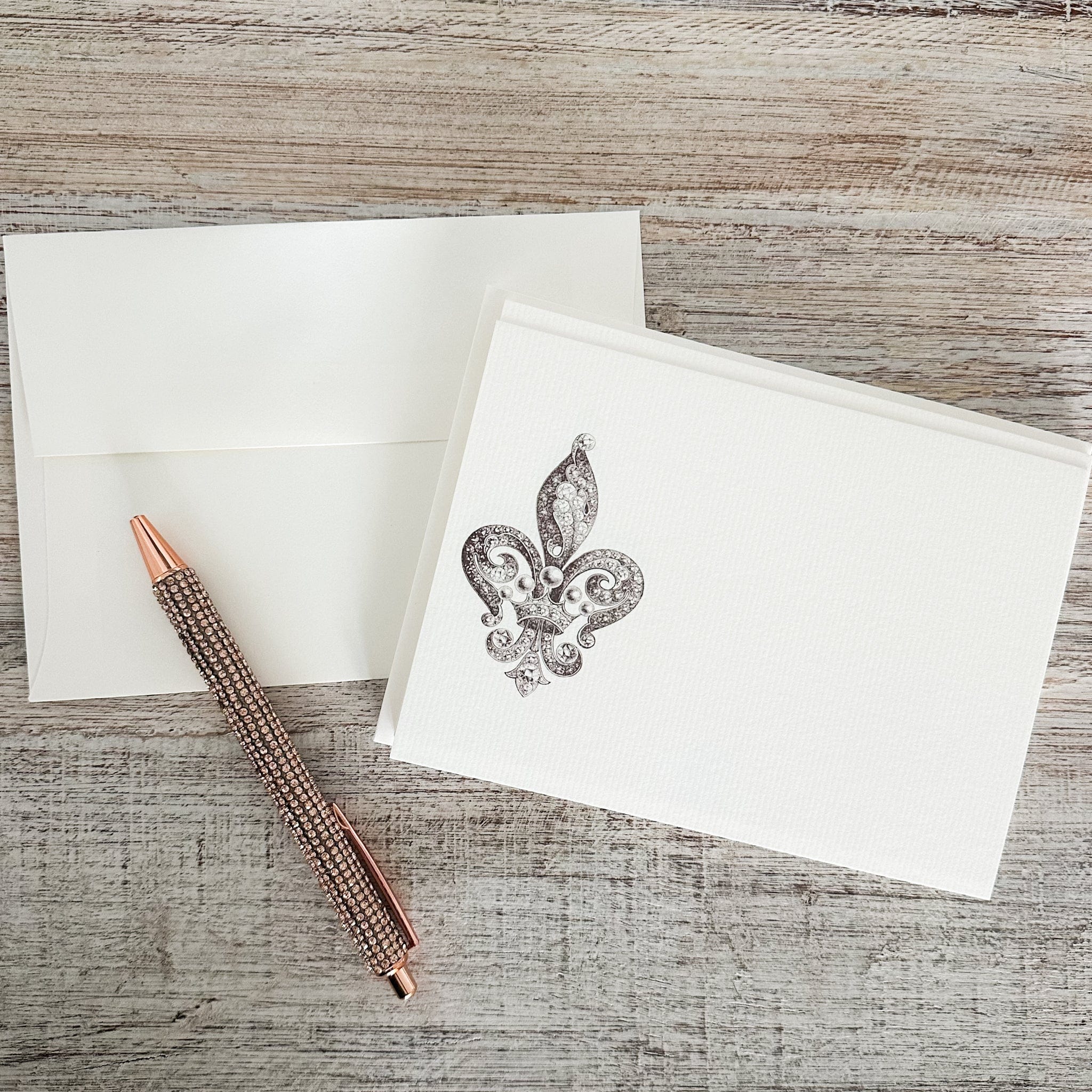 fleur de lis note card with envolope