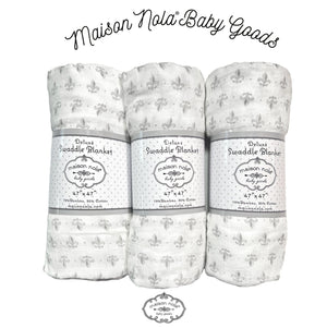 Maison Nola Bamboo Rayon/Cotton Fleur De Lis Muslin Swaddle