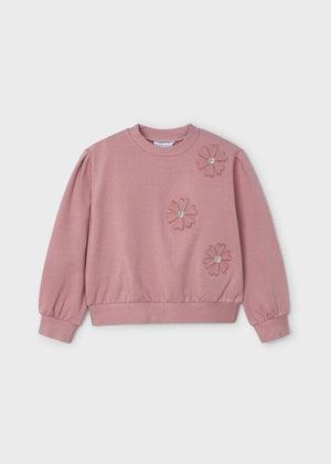 Mayoral Usa Inc Mayoral Floral Applique Sweatshirt in Rose for Girls - Little Miss Muffin Children & Home