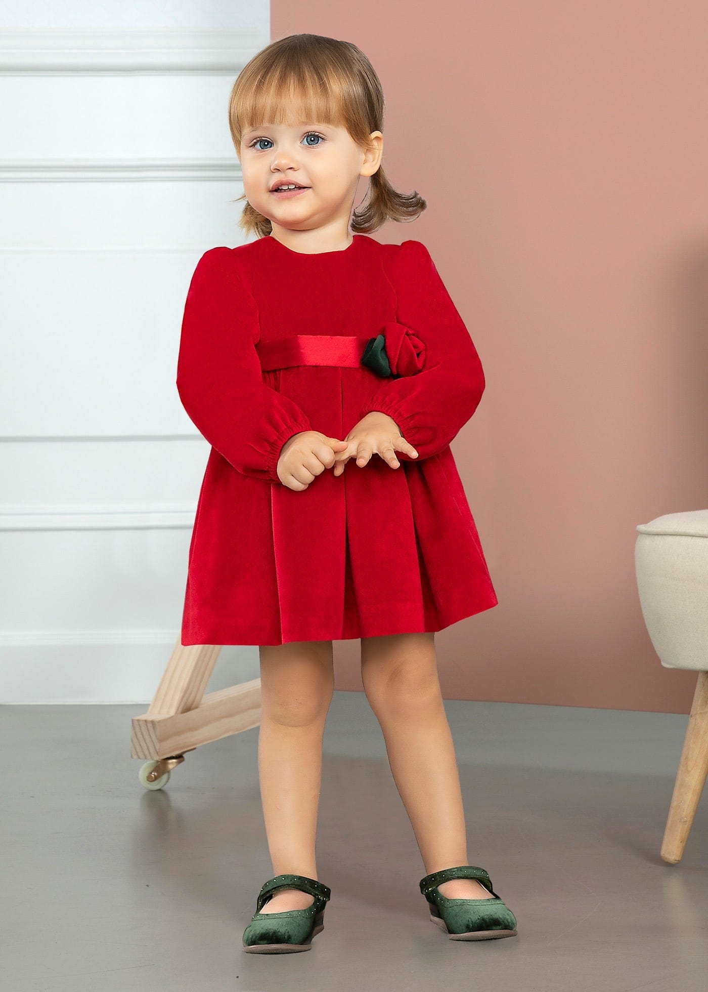 Abel & Lula Abel & Lula Velvet Dress with Rose Detail - Little Miss Muffin Children & Home