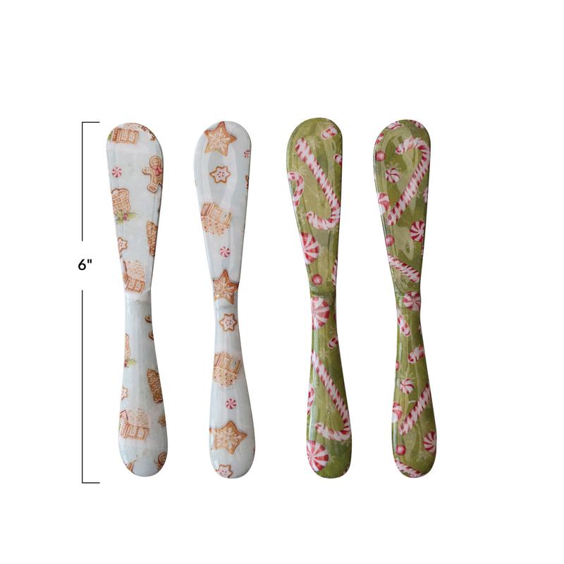 Creative Co-Op Creative Co-op Enameled Stainless Steel Canape Knife in Holiday Patterns, Available in 2 Styles - Little Miss Muffin Children & Home