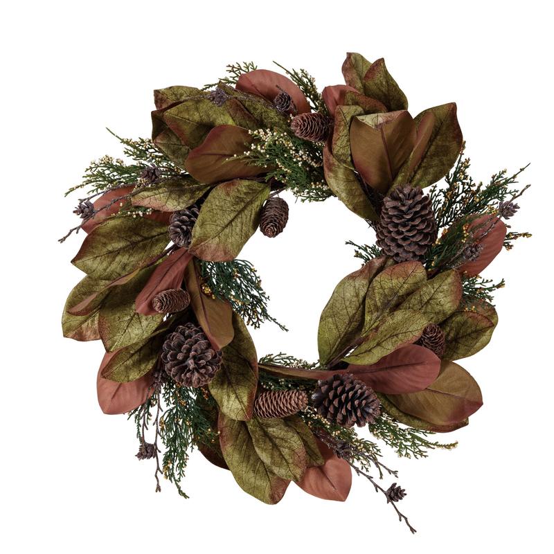 Creative Co-op Creative Co-op Faux Magnolia & Juniper Wreath with Pinecones - Little Miss Muffin Children & Home