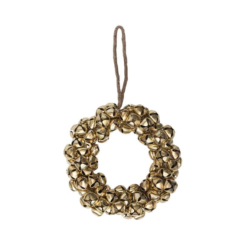 Creative Co-Op Creative Co-op Round Metal Bell Wreath with Jute Hanger, Brass Finish - Little Miss Muffin Children & Home