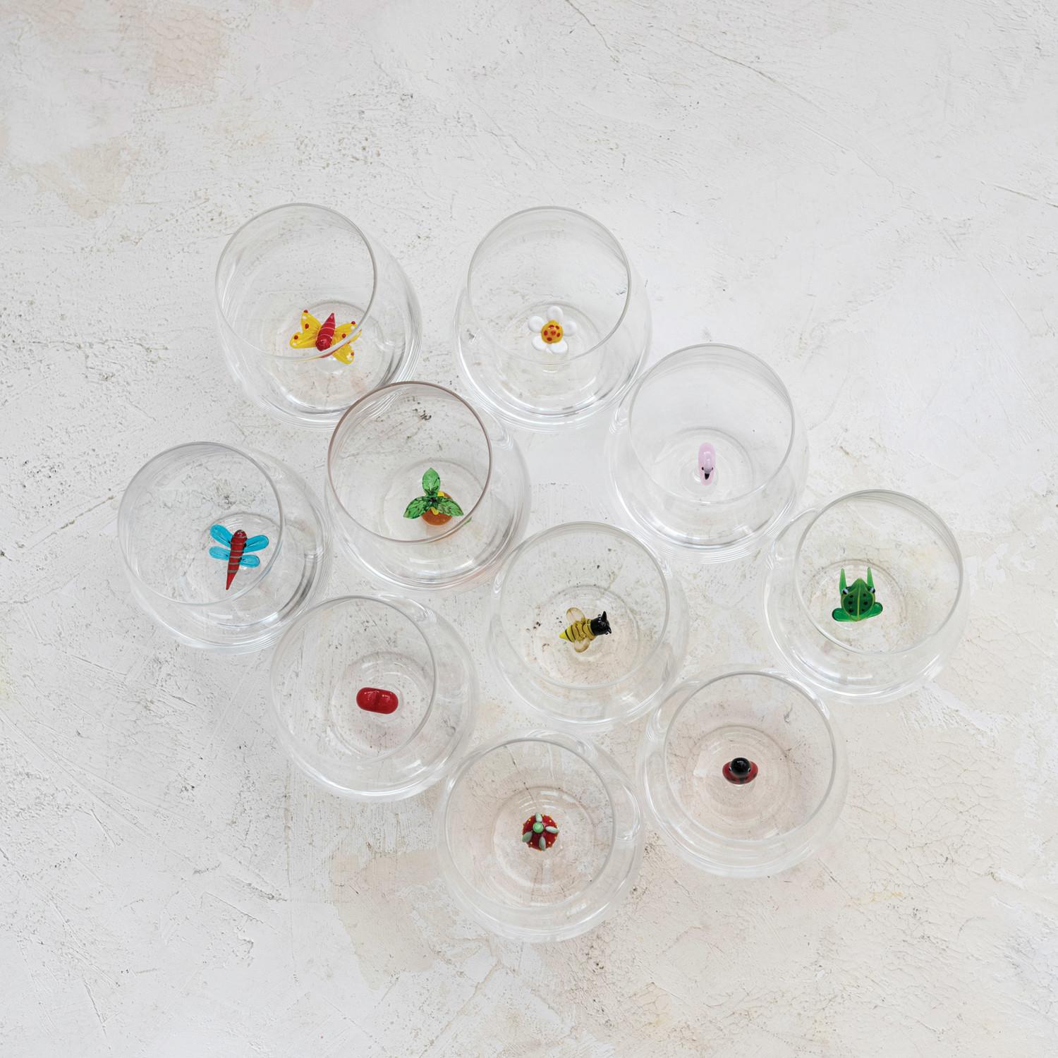 Stemless Wine Glass with Figure Inside, 10 Available Styles