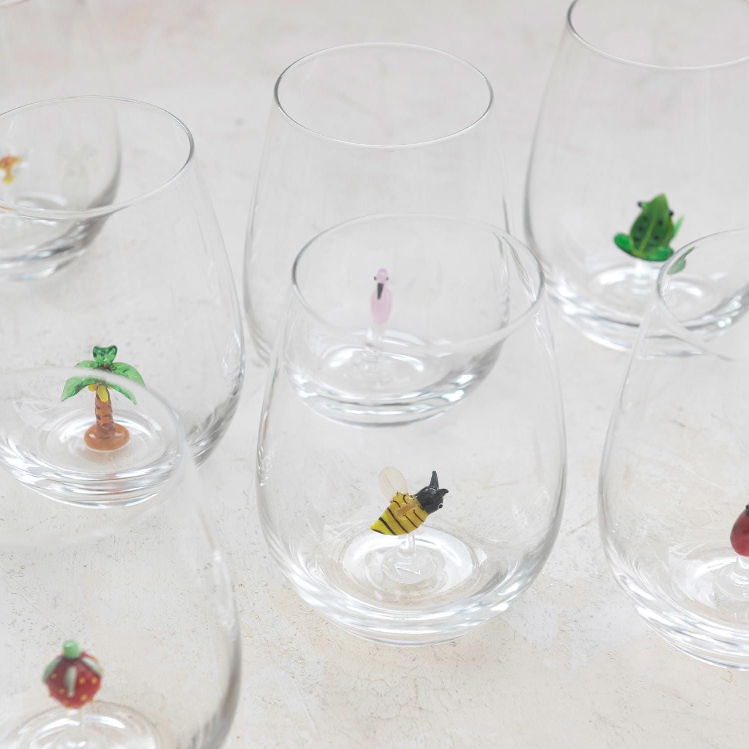 Stemless Wine Glass with Figure Inside, 10 Available Styles