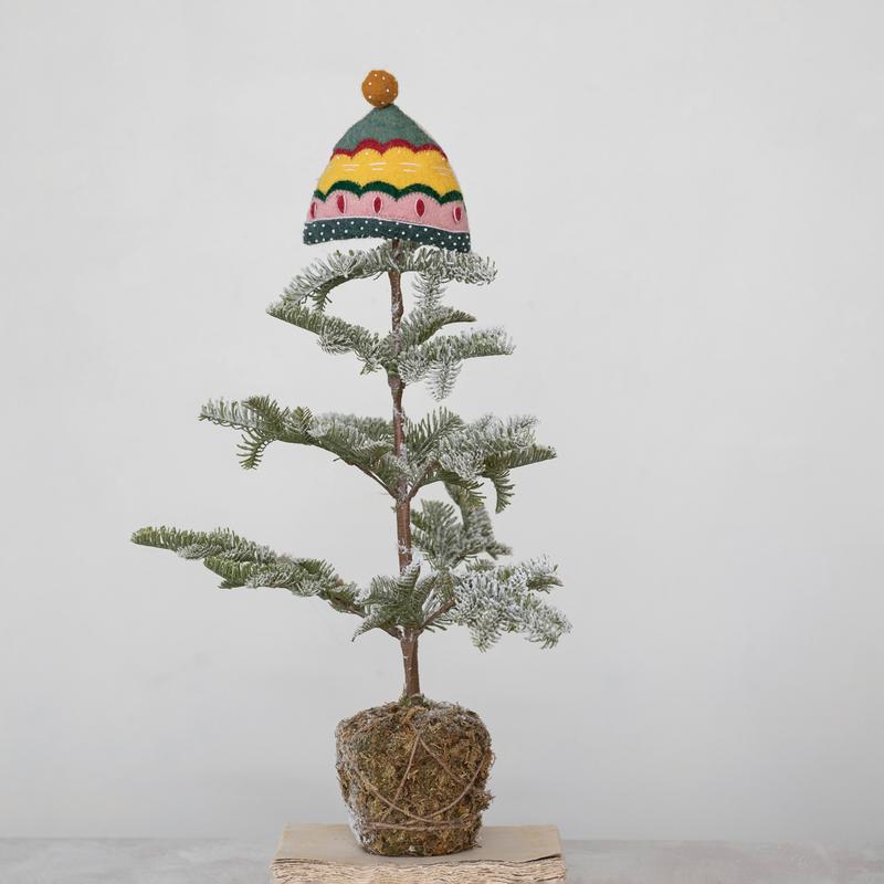 Creative Co-Op Creative Co-op Handmade Wool Felt Winter Hat Tree Topper with Embroidery - Little Miss Muffin Children & Home